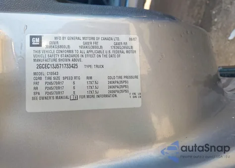 2007 Chevrolet Silverado C1500 Crew Cab from USA, damaged, VIN 2GCEC13J571733425